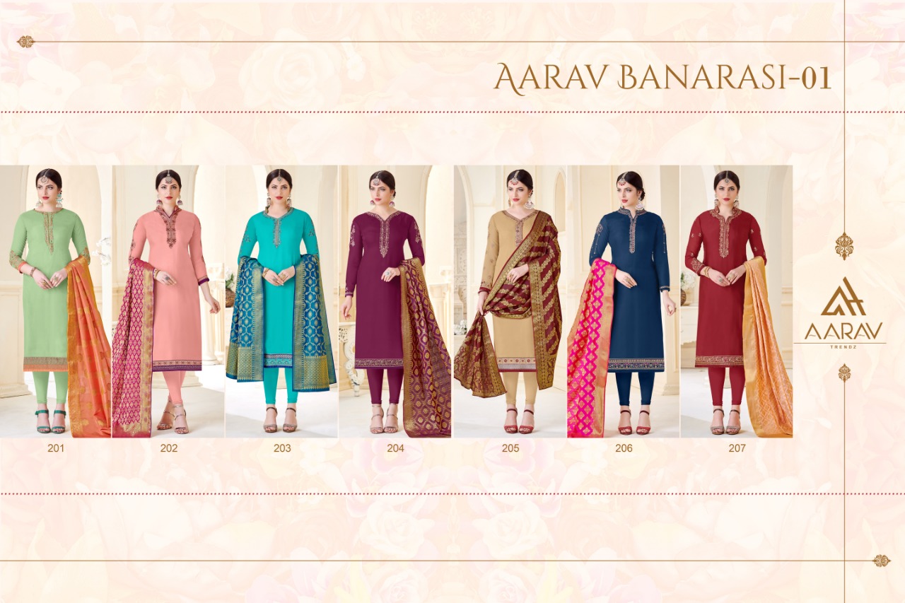 Aarav Trendz Designer Aarav Banarasi Vol-1 Salwar Suits Aarav Trendz Designer Aarav Banarasi Vol-1 Salwar Suits